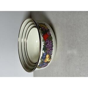 VTG Concord China Fruit Enamel Nesting Mixing Bowls Set of 4 Retro Kitchen
